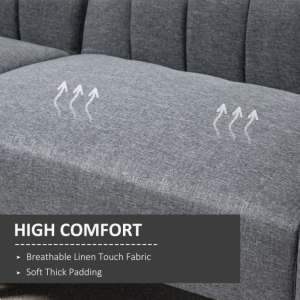 Retro Sofa Bed Scandinavian Modern Style Couch 2 Seater Loveseat Wooden Settee - Image 3