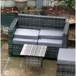 Rattan Patio Sofa 2 Seater Settee Outdoor Garden Cushion Small Wicker Chair Set - Image 2