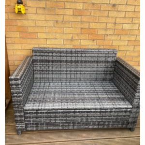 Rattan Patio Sofa 2 Seater Settee Outdoor Garden Cushion Small Wicker Chair Set - Image 3