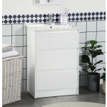 Bathroom Vanity Unit Modern White High Gloss 2 Drawers Under Sink Basin Cabinet