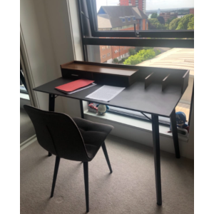 Industrial Computer Desk Vintage Study Workstation Metal Drawer Writing PC Table - Image 2
