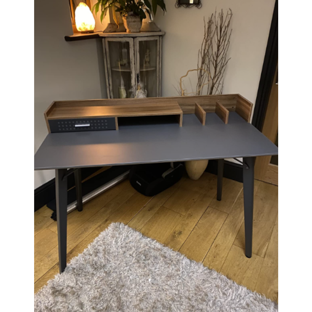 Small Industrial Computer Table Industrial Computer Desk Vintage Study Workstation Metal Drawer Writing ...