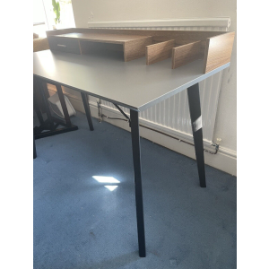 Industrial Computer Desk Vintage Study Workstation Metal Drawer Writing PC Table - Image 6