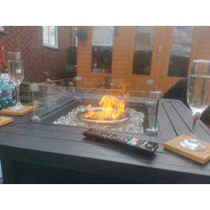 Large Fire Pit Outdoor Garden Furniture Patio Flame Heater Gas Rattan Glass Lid - Image 3