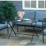 Garden Dining Table Large Folding Patio Outdoor Modern Metal Glass Furniture
