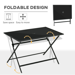 Garden Dining Table Large Folding Patio Outdoor Modern Metal Glass Furniture - Image 5