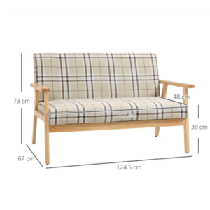Small Vintage Sofa Danish Mid Century Style Wood Couch 2 Seater Love Seat Settee - Image 7