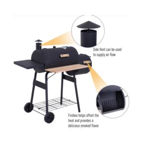 Charcoal Smoker BBQ Large Outdoor Offset Barbecue Grill Cooking Patio Barrel Pit - Image 4