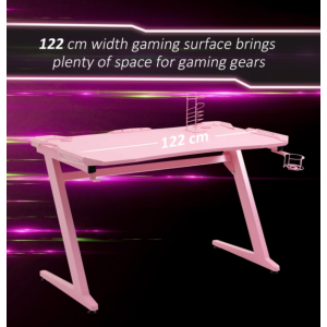 Girls Gaming Desk Pink Racing Computer Workstation Kids Home Office Study Table - Image 6