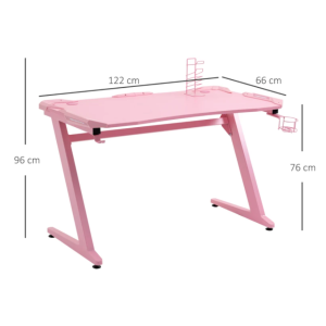 Girls Gaming Desk Pink Racing Computer Workstation Kids Home Office Study Table - Image 7