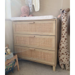 Rustic Chest Drawers Rattan Woven Sideboard Vintage Side Cabinet Storage Dresser
