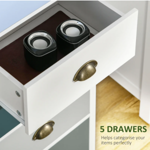 Tall Chest Drawers Retro Vintage Style Slim Tallboy White Storage Side Cabinet - Image 6