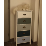 Tall Chest Drawers Retro Vintage Style Slim Tallboy White Storage Side Cabinet
