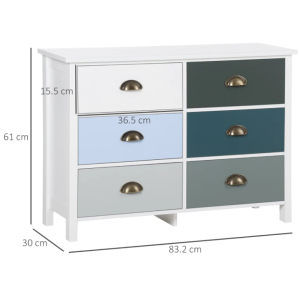 Retro Chest Drawers White Wooden Sideboard Storage Bedroom Storage Cabinet Unit - Image 3