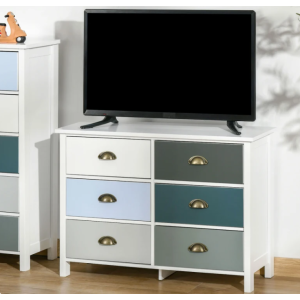 Retro Chest Drawers White Wooden Sideboard Storage Bedroom Storage Cabinet Unit - Image 6