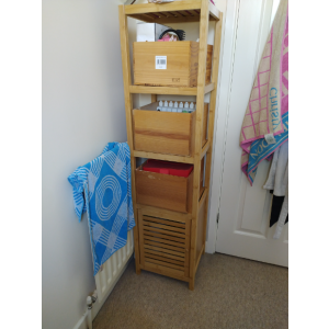 Tall Bathroom Cabinet Wooden Shelving Unit Narrow Display Storage Slim Cupboard - Image 3