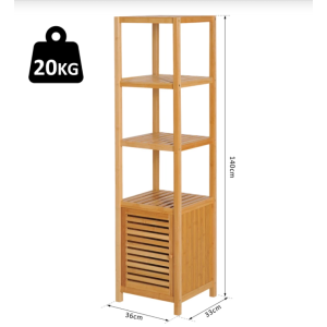 Tall Bathroom Cabinet Wooden Shelving Unit Narrow Display Storage Slim Cupboard - Image 4