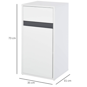 Modern Side Cabinet White Slim Storage Cupboard Small Narrow Drawer Shelf Unit - Image 7