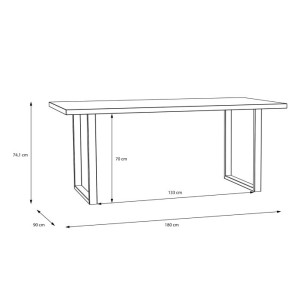 Industrial Dining Table Large Rustic Furniture Vintage Retro Metal Rectangular Room Unit - Image 3