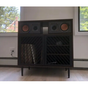 Vinyl Record Cabinet Mid Century Modern Media Stereo Hifi Storage Shelf Cupboard - Image 3