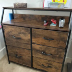 Industrial Chest of Drawers Rustic Metal Fabric Cabinet Vintage Dresser Sideboard