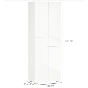 Tall Storage Cupboard High Gloss Cabinet Large Kitchen Pantry Shelf Dresser Unit - Image 7