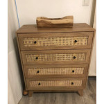 Rustic Chest Drawers Rattan Style Sideboard Large Storage Cabinet Wooden Dresser