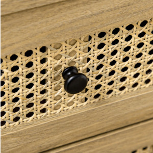 Rustic Chest Drawers Rattan Style Sideboard Large Storage Cabinet Wooden Dresser - Image 4