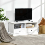 White TV Stand Shabby Chic Media Storage Cabinet Country Wood Drawer Shelf Unit