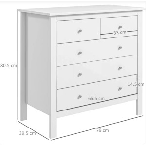 Shabby Chic Sideboard White Wooden Chest Drawers Bedroom Storage Cabinet Unit - Image 4