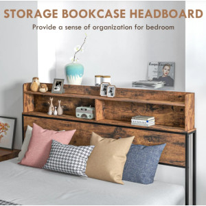 Large Bed Frame King Size Bedroom Furniture Rustic Metal Industrial Headboard - Image 4