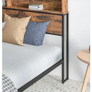 Large Bed Frame King Size Bedroom Furniture Rustic Metal Industrial Headboard - Image 6