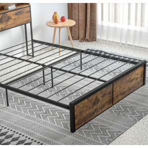 Large Bed Frame King Size Bedroom Furniture Rustic Metal Industrial Headboard - Image 7