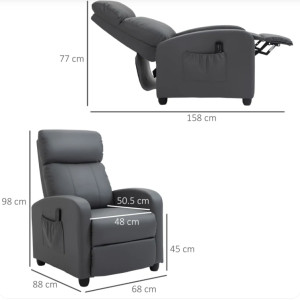 Grey Recliner Sofa Chair PU Leather Armchair Large Modern Executive Massage Foot Seat - Image 6