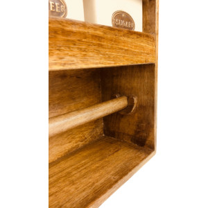 Kitchen Storage Unit Rustic 3 Ceramic Sugar Coffee Tea Jars Rack Wooden Roll Holder - Image 4