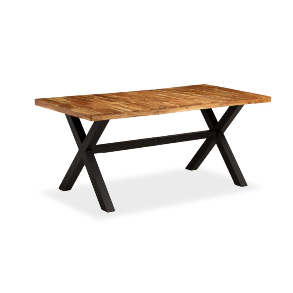 Large Dining Table Rustic Solid Wood Kitchen Vintage Industrial Metal ...