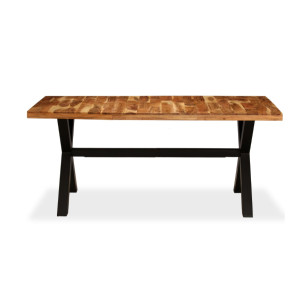 Large Dining Table Rustic Solid Wood Kitchen Vintage Industrial Metal Furniture - Image 3