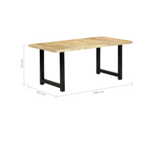 Rustic Dining Table Large 180cm Solid Wood Kitchen Vintage Industrial Metal Furniture - Image 6