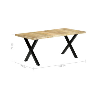 Industrial Dining Table Rustic Solid Wood Kitchen Large 180cm Rectangular Metal Furniture - Image 4