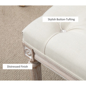 French Style Bench Small Antique Leg Furniture Shabby Chic Hall Bedroom Window Seat - Image 3