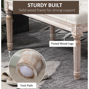 French Style Bench Small Antique Leg Furniture Shabby Chic Hall Bedroom Window Seat - Image 4