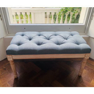 Small French Bench Shabby Chic Ottoman Stool Antique Style Fabric Bedroom Window Seat - Image 2