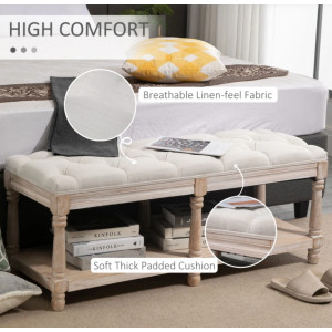 French Style Bench Shabby Chic Ottoman Bed Stool Vintage Antique Window Seat Leg - Image 4