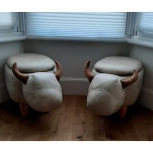 Small Ottoman Stool Funky Storage Footstool Padded Kids Decor Seat Wooden Leg - Image 4