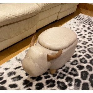 Small Ottoman Stool Funky Storage Footstool Padded Kids Decor Seat Wooden Leg - Image 2