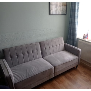 Vintage Sofa Bed 3 Seater Furniture Convertible Couch Large Velvet Seat Settee - Image 3