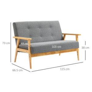 2 Seater Sofa Mid Century Danish Couch Small Loveseat Vintage Retro Style Settee - Image 5