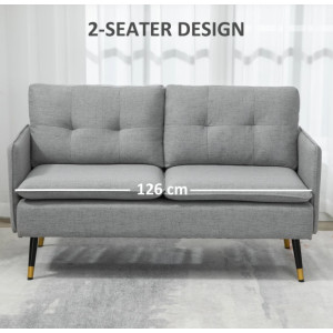 2 Seater Sofa Vintage Retro Settee Mid Century Style Small Fabric Loveseat Couch - Image 4