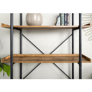 Large Industrial Bookcase Vintage Storage Shelf Unit Rustic Oak Display Cabinet - Image 3