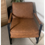 Vintage Industrial Armchair Faux Leather Sofa Chair Padded Cushion Accent Seat Brown